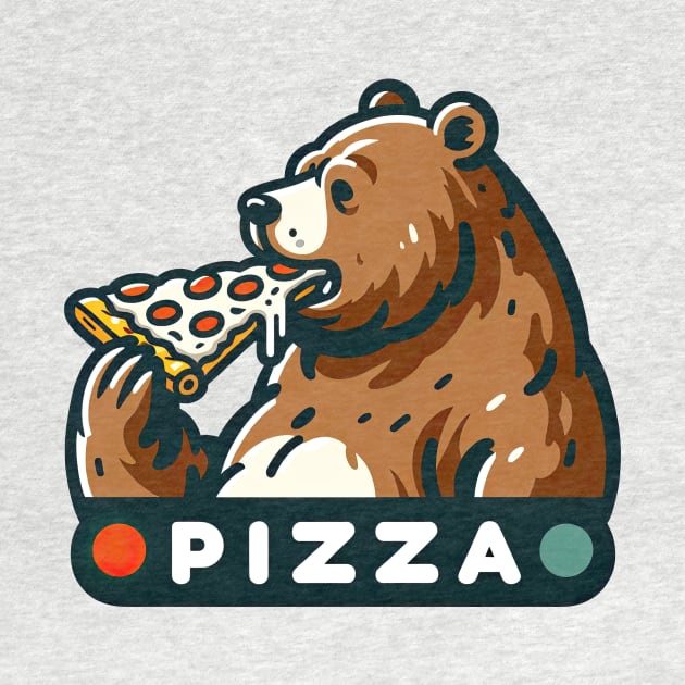 bear eating pizza t-shirt by Dracoola